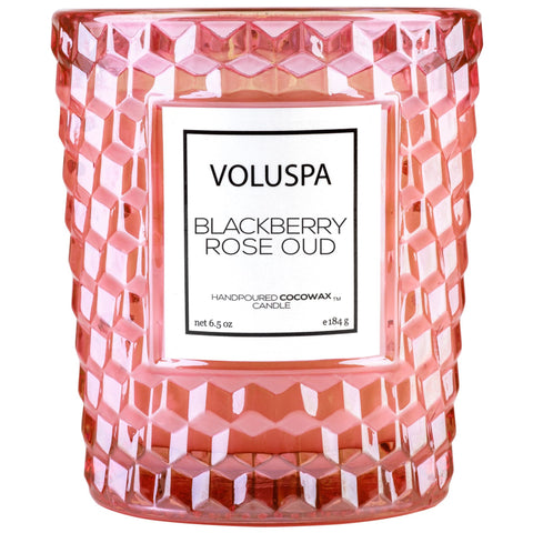 BLACKBERRY ROSE OUD - TEXTURED GLASS CANDLE